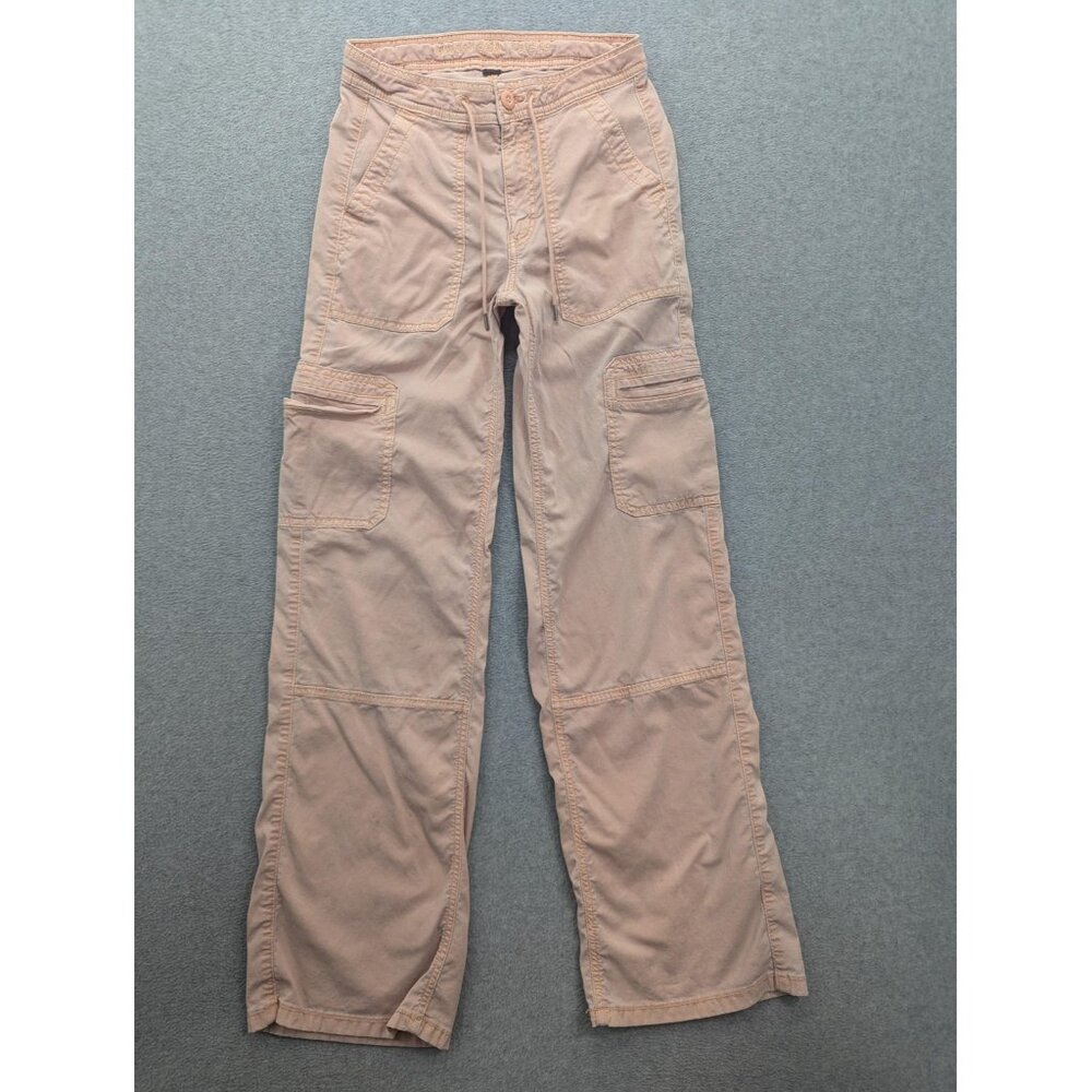 American Eagle Outfitters Pants Womens 000 Pink Baggy Wide Leg Cargo Stretch